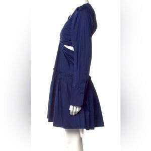 Jason Wu Navy Blue Long Sleeve Cutout Knot Fit & Flare Dress Size large brandnew